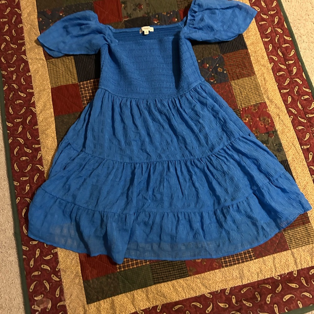 Rewind Blue Tiered Junior Dress - Size Medium